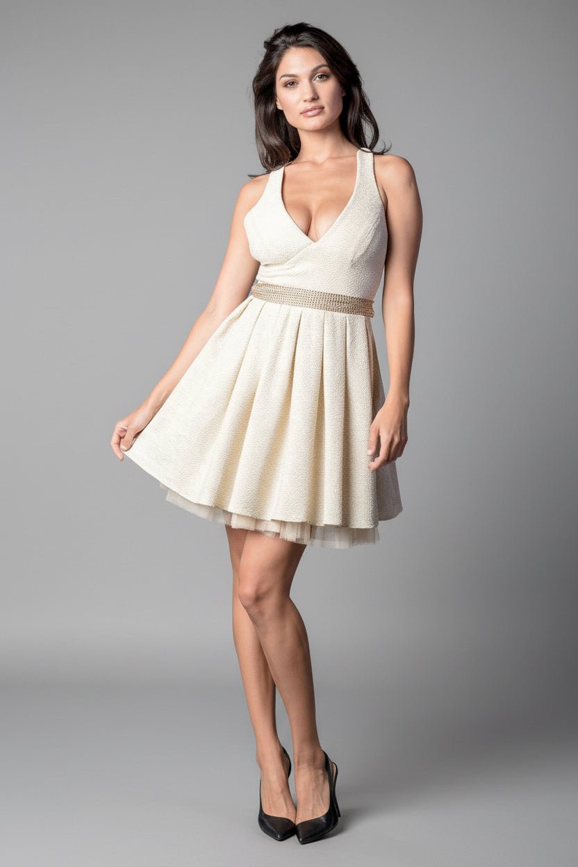 Haljina koja pravi figuru u sekundi – Beige glow mini dress