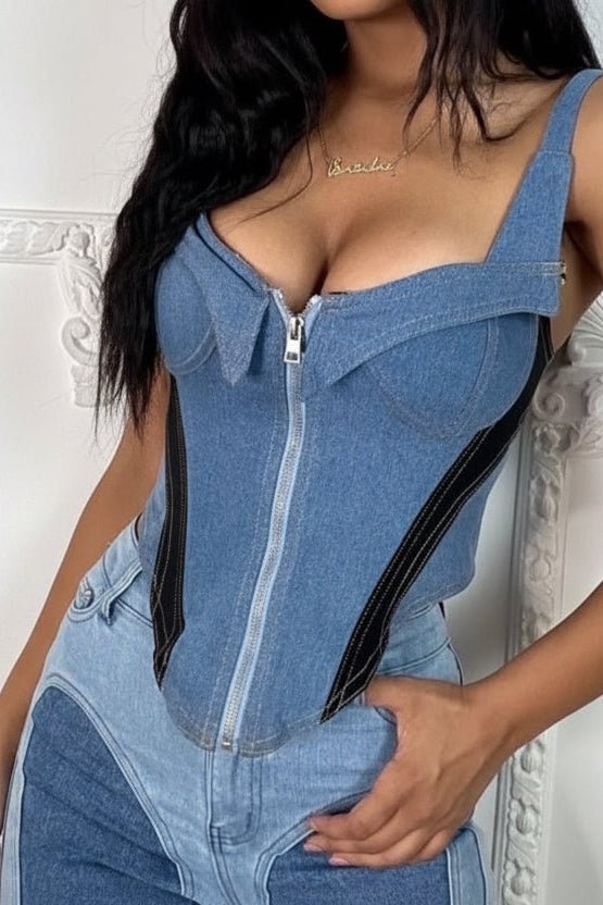 Milla – denim corset top