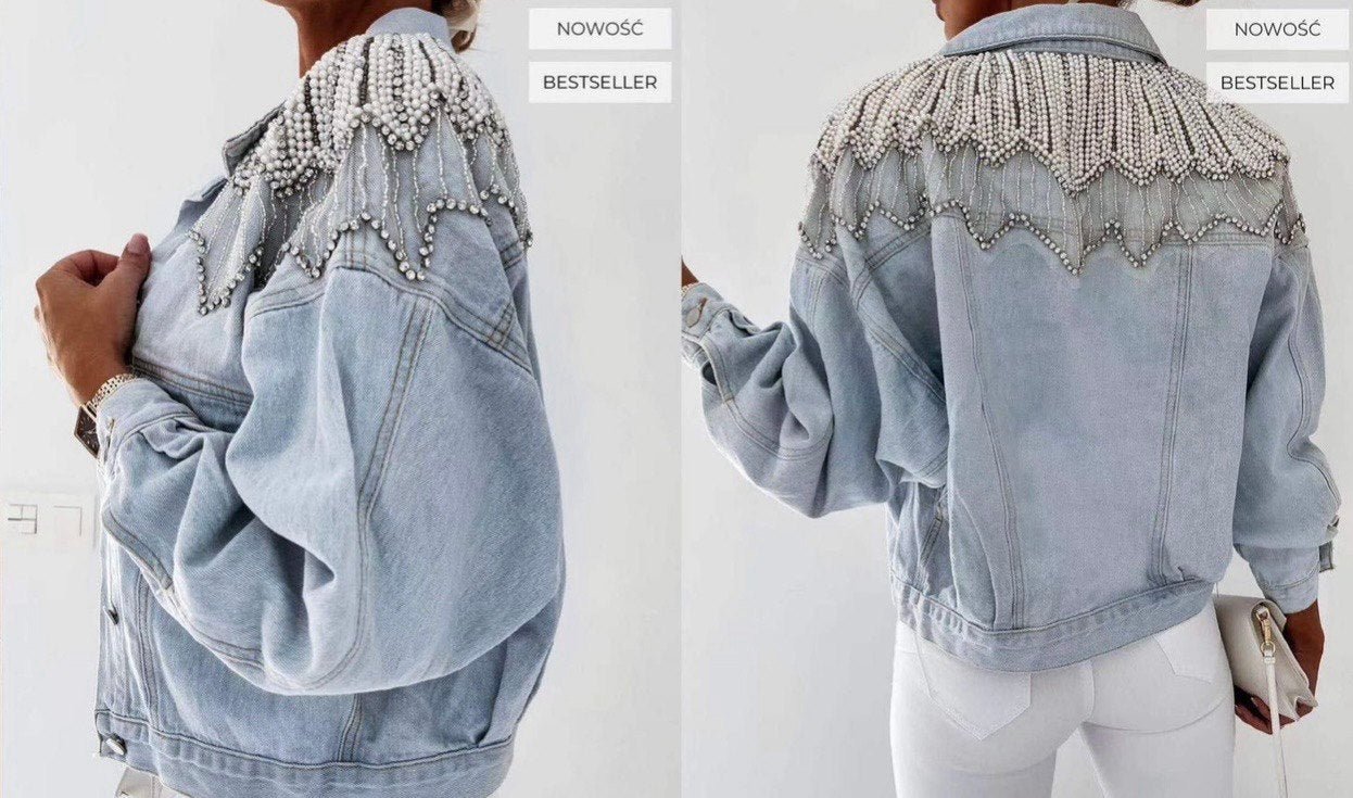 Svijetla traper jakna s perlama – Italian Denim