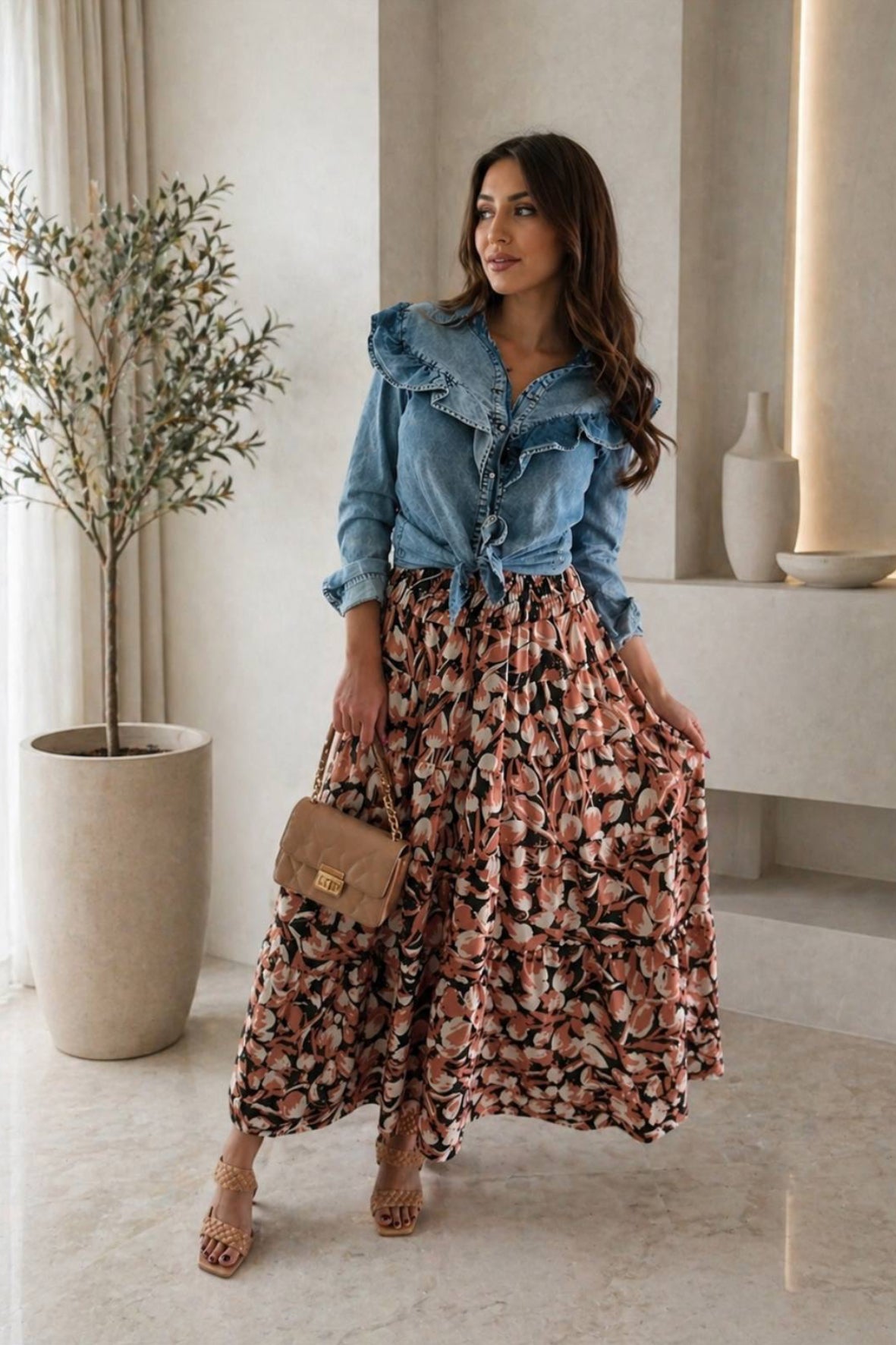Alise – denim košulja s volanima