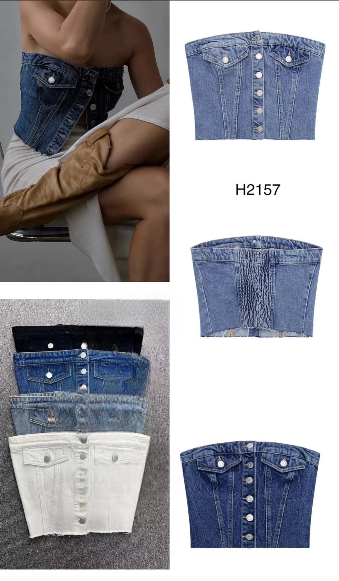 Teksas crop top koji oblikuje struk – Denim statement komad